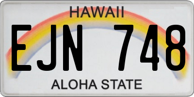HI license plate EJN748
