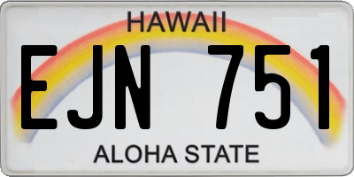 HI license plate EJN751