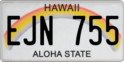 HI license plate EJN755