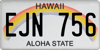 HI license plate EJN756