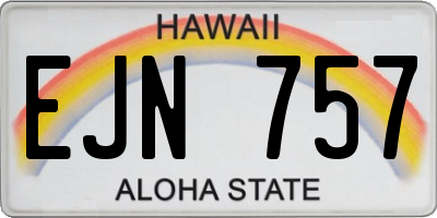 HI license plate EJN757