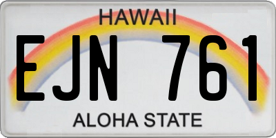 HI license plate EJN761