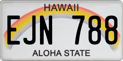 HI license plate EJN788