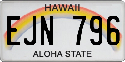 HI license plate EJN796