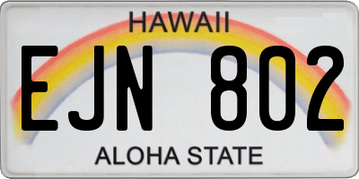HI license plate EJN802