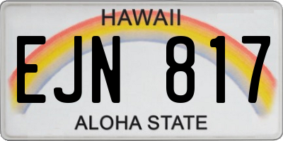 HI license plate EJN817