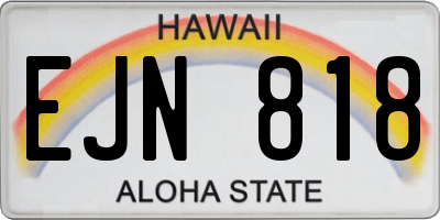 HI license plate EJN818