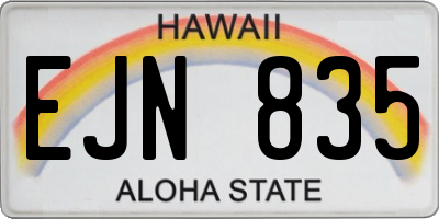 HI license plate EJN835