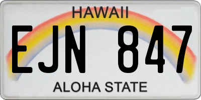 HI license plate EJN847