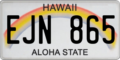 HI license plate EJN865