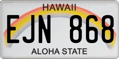 HI license plate EJN868