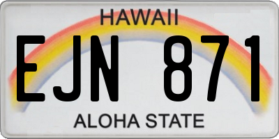 HI license plate EJN871