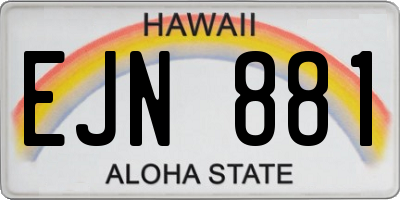 HI license plate EJN881