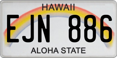 HI license plate EJN886