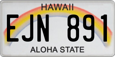 HI license plate EJN891