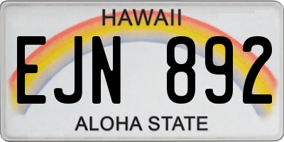 HI license plate EJN892