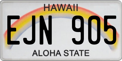 HI license plate EJN905