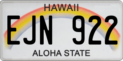 HI license plate EJN922