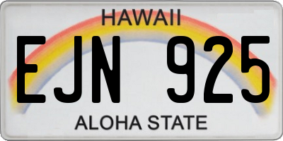 HI license plate EJN925
