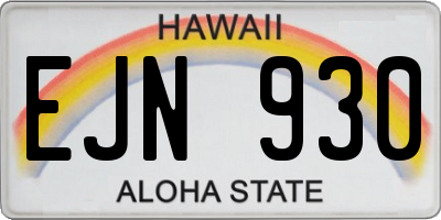 HI license plate EJN930