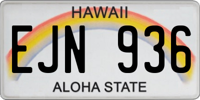 HI license plate EJN936