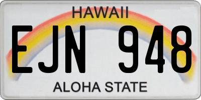 HI license plate EJN948