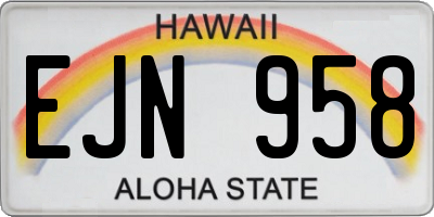 HI license plate EJN958