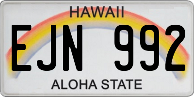 HI license plate EJN992