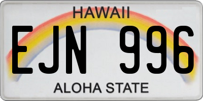 HI license plate EJN996