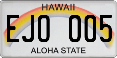 HI license plate EJO005