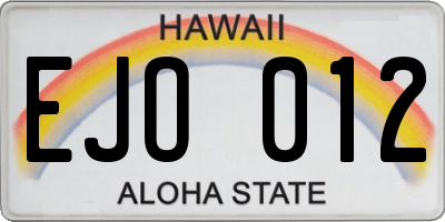 HI license plate EJO012