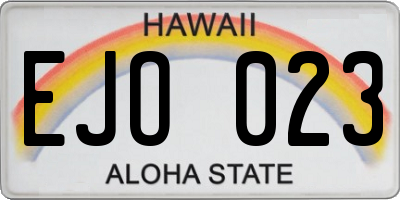HI license plate EJO023
