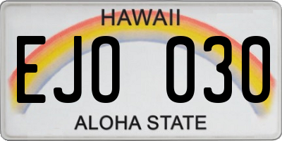 HI license plate EJO030