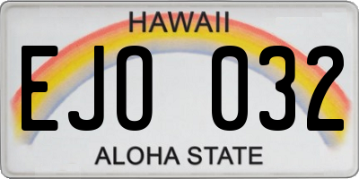 HI license plate EJO032