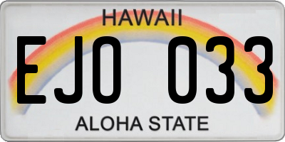 HI license plate EJO033