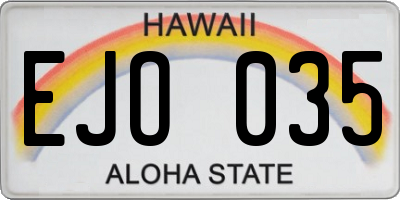 HI license plate EJO035