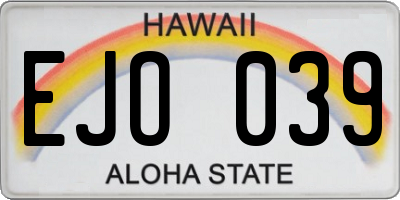 HI license plate EJO039