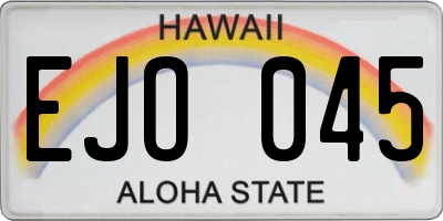 HI license plate EJO045
