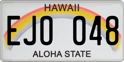 HI license plate EJO048