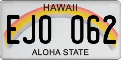 HI license plate EJO062
