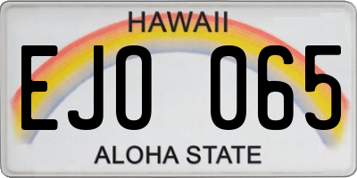 HI license plate EJO065