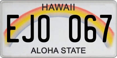 HI license plate EJO067