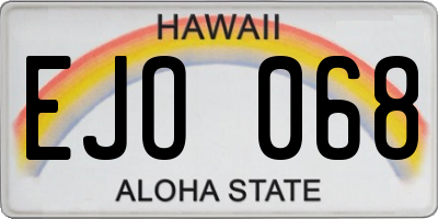 HI license plate EJO068