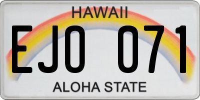 HI license plate EJO071