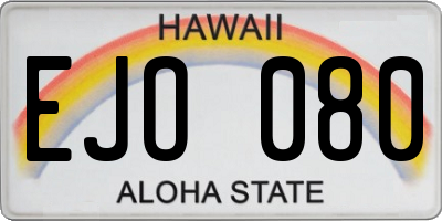 HI license plate EJO080