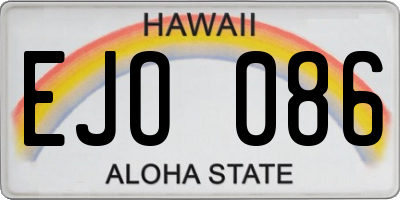 HI license plate EJO086