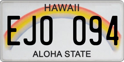 HI license plate EJO094