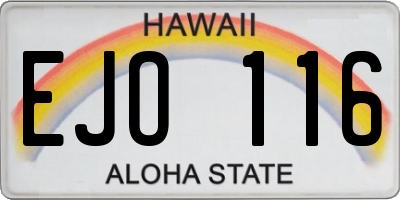 HI license plate EJO116