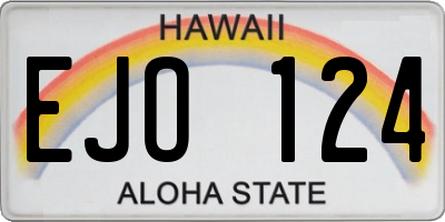 HI license plate EJO124