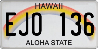 HI license plate EJO136